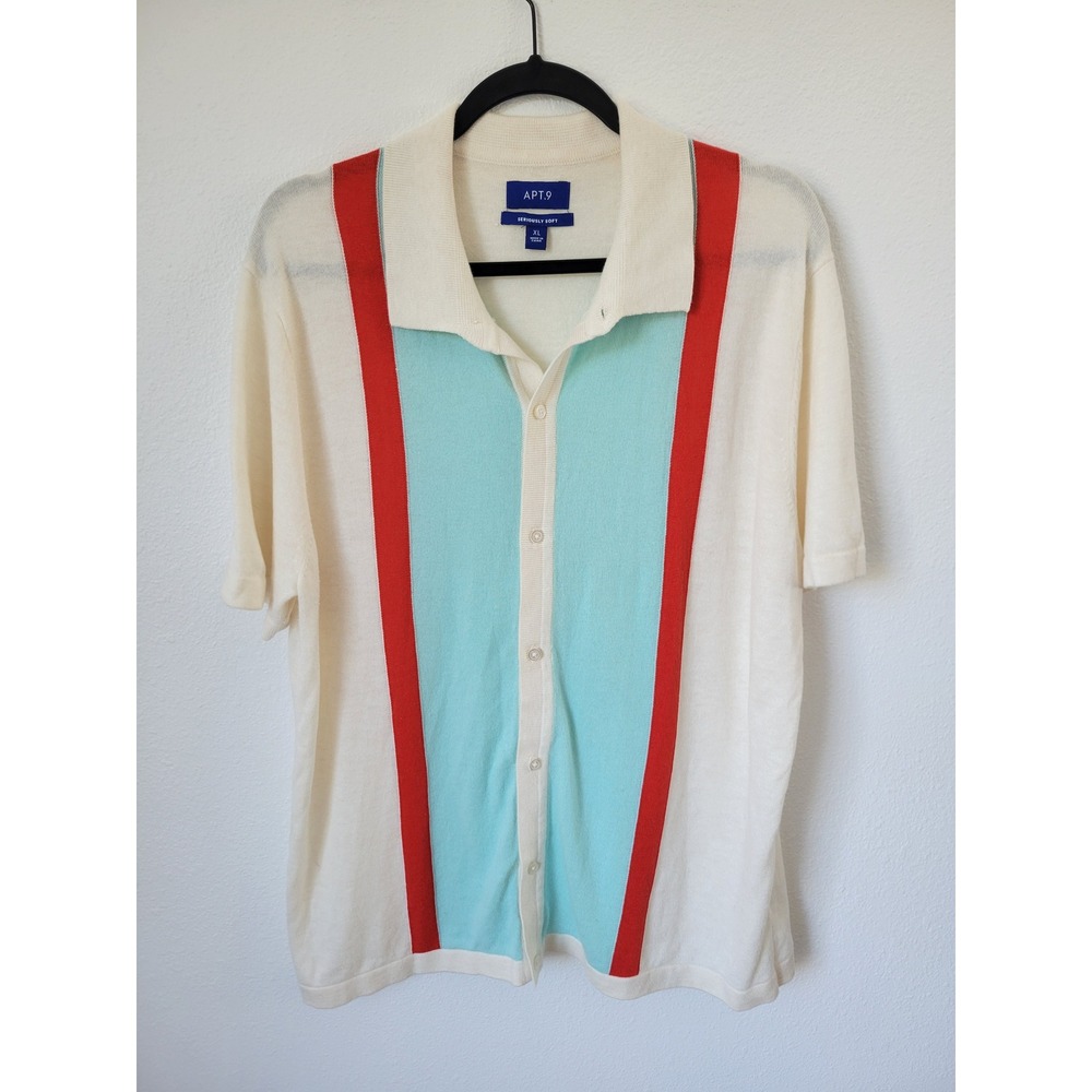 Apt. 9 Colorblock Short Sleeve Button-Up Sweater – Men's XL